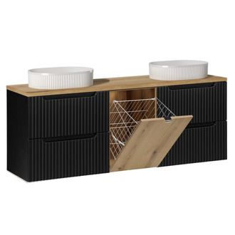 Petits Meubles Mueble lavabo 1 cesto estratificado Negro marr&oacute;n