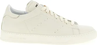 Kiton White Nubuc Leather Low Top Mens Sneakers