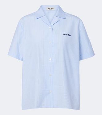 Miu Miu Gingham cotton bowling shirt