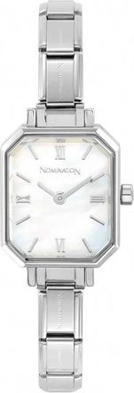 Nomination Womens Rectangle Mother Of Pearl Watch In Silver/ White