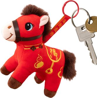 Generic 2026 Horse Mascot Plush | Soft Cute Portable Keychain Charm,Horse Mascot Keychain,for Charm Bags Dining Tables Shop Home School Offices Cafes Bookstor