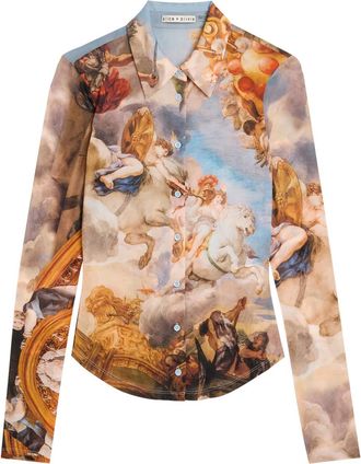 Alice & Olivia Jade Printed Stretch-mesh top - Multicoloured - S (UK8-10 / S)