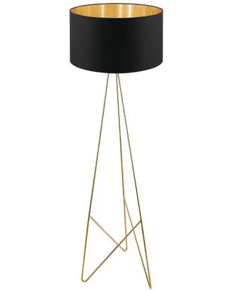 Eglo Eglo Camporale 1 Light Floor Lamp With Gold Finish Base & Black Exterior & Gold Interior Shade