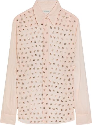 Dries Van Noten Chowhy Embellished Sheer-chiffon Shirt - Pink Light - 38 (UK10 / S)