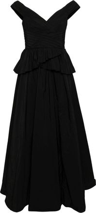 Marchesa draped-detail taffeta gown - women - Polyester/Polyester - 10 - Black