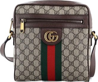 Gucci Ophidia medium crossbodytas met GG gecoat canvas - Bruin