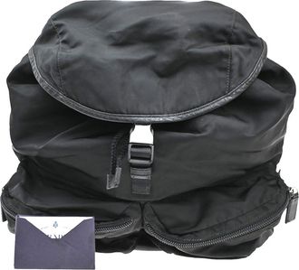 Prada Double Front Pocket Backpack Tessuto Black Nylon Backpack Bag (Pre-Owned)