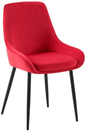 Clp Silla De Comedor Elmira De Terciopelo Rojo Metal Negro Mate