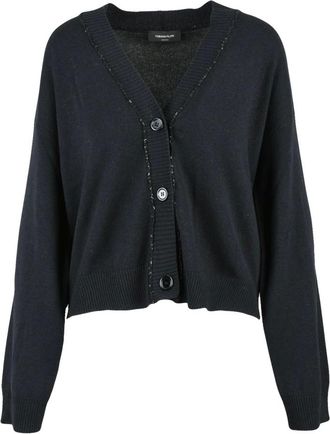 Fabiana Filippi Cardigans, female, Black, Size: S Cardigan con bottoni