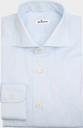 Kiton Mens Cotton Stripe Dress Shirt