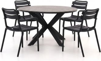 Forza Furniture Forza Vico/Fidenza &oslash;126cm dining tuinset 5-delig stapelbaar