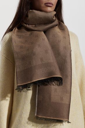 Moschino Scarf With Monogram, Unisex, Brown