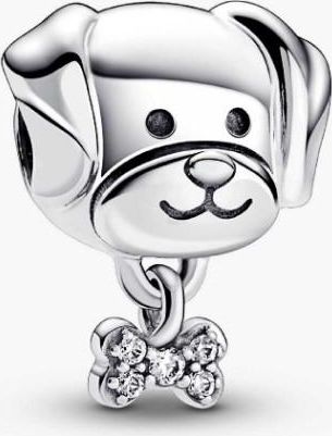 Pandora Dog Sterling Silver Charm With Clear Cubic Zirconia