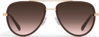 Quay All In Medium 56mm Aviator Sunglasses in Dark Brown/Brown Rose at Nordstrom