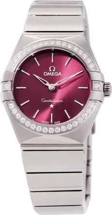Omega Constellation Quartz Diamond Burgundy Dial Ladies Watch 131.15.28.60.11.001
