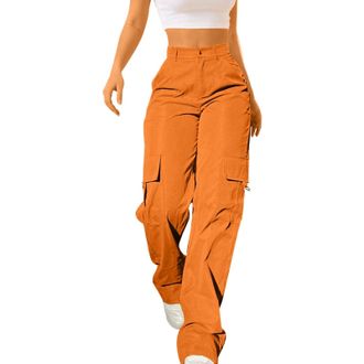 Generic Womens Cargo Pants Cargo Pants for Women UK Y2k Baggy Elastic High Waist Wide Leg Workwear Trousers Casual Relaxed Hiking Walking Combat Streetwear Sw
