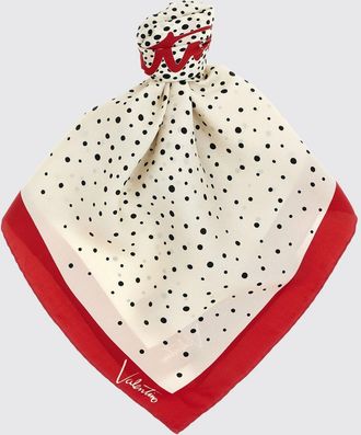 Valentino Garavani Foulard in pura seta con stampa a pois e logo a contrasto