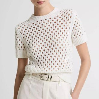 Vince Honeycomb Boxy Tee In White
