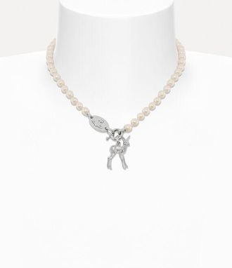 Vivienne Westwood Monette Small Pearl Necklace Silver Swarovski Pearls Women
