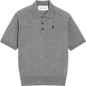 Ami Chest Embroidery Short Sleeve Polo - Heren - Polos - Grijs - M - Tops