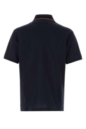 Gucci Mens Midnight Blue Piquet Polo Shirt Urbanblue Exterior: Cotton T-shirts And Polos
