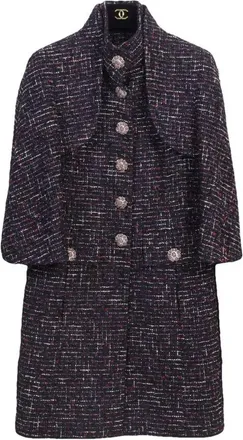 Chanel Black Tweed Gripoix Button Coat Size S