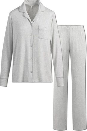 SKIMS Skims, Nachtkleding, Dames, Grijs, 2Xs, Pyjamaset met lange mouwen en knoopjes