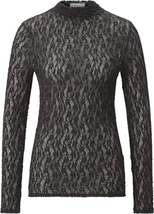 Rich & Royal Jersey Lace Turtleneck Longsleeve - Tops - Mujer - Marr&oacute;n - XL