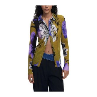 Desigual Shirts, female, Multicolor, L, Floral Long Sleeve Button-Up Shirt
