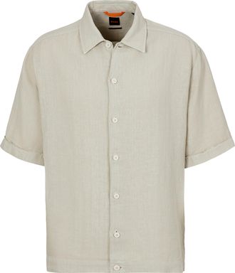 HUGO BOSS Leinenhemd »Lapoully« mit Kontrastdetails innen