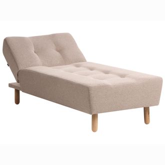 Beliani Beliani - Chaise Longue Tapizado En Tela Beige Con Patas De Madera Clara Estilo Escandinavo Alsten