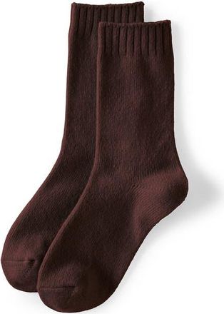 Lands End CashTouch Crew Socks in Rich Seal Brown at Nordstrom