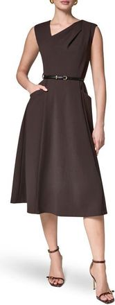 DKNY Belted Draped Asymmetric Dress in Espresso at Nordstrom, Size 10