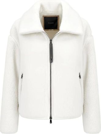 Pinko Pinko, Jassen, Dames, Wit, XS, Teddy Borg Bomberjack met ritsluiting
