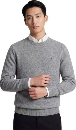 Tommy Hilfiger Ronde hals Tommy Hilfiger trui grijs lamswol