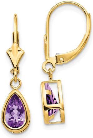 Diamond2Deal 14k Yellow Gold 8x5mm Amethyst Dangle Earrings