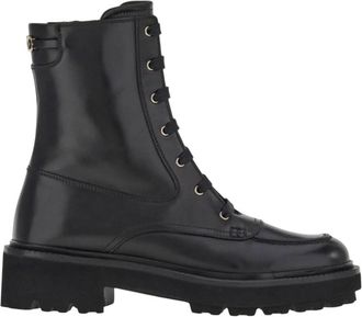 Ferragamo Leather Combat Boots, Size 7.5 C