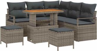 vidaXL Garden Sofa Set with Cushion with Storage 8 pcs Grey vidaXL