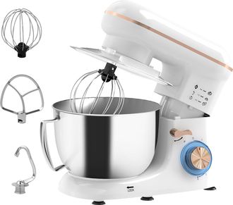 HOMCOM Electric Stand Mixer - 4.5L Food Mixer With Dough Hook - Whisk - White | TJ Hughes
