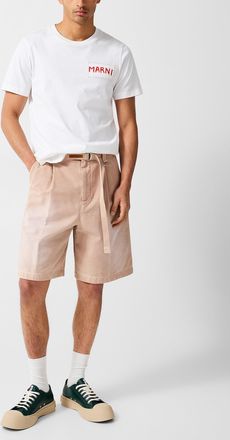 Marni Mens Faded canvas belted Bermuda short