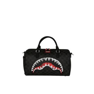 Sprayground Sprayground, Tassen, Dames, Zwart, ONE Size, Leer, Mini Duffle Sharks