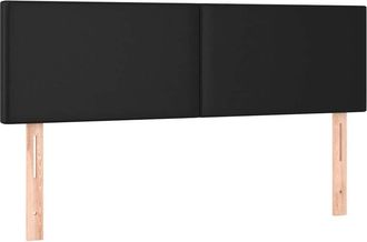 vidaXL Cabecero Con Luces Led Cuero Sint&eacute;tico Negro 144x5x78/88 Cm Vidaxl