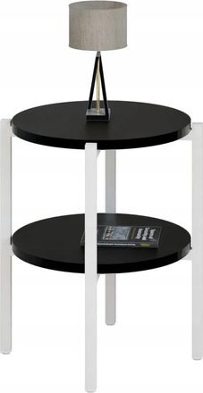 OEM Mesita De Noche Redonda Tipo Loft Con Estante, 35x35x46 Cm, Metal Blanco