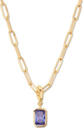 Brook & York Mackenzie Birthstone Paper Clip Chain Pendant Necklace in Gold - June at Nordstrom