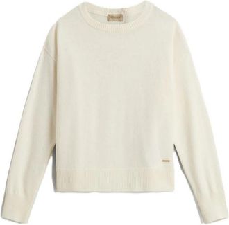Woolrich Comfort Wool Cash Crewneck - Dames - Ronde hals truien - Wit - L - Wol - Truien & Vesten