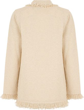 Elisabetta Franchi Womens Blazer Double-Breasted Cream Cotton Blazers Jacket