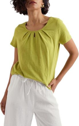 Seasalt Cornwall Appletree Keyhole Organic Cotton T-Shirt in Avocado at Nordstrom, Size 18