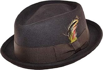 Maz Accessoires Hand Made 100% Wool Diamond Crown Porkpie Pork Pie Hat 4 Sizes (UK-Unique) (Brown, Medium 57cm)