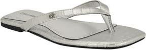 Calvin Klein Stelea Flip Flop in Silver Embossed at Nordstrom Rack, Size 6.5