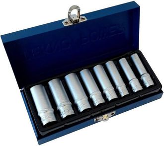 Trade Shop Trade Shop - Set Di Chiavi Bussola Lunghe Da 1/4 Chrome Vanadium 6 - 13 Mm 8 Pezzi Candelette